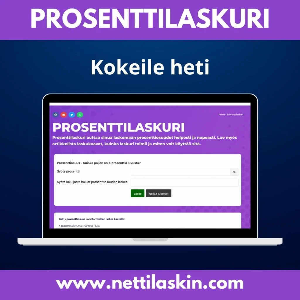 prosenttilaskurin avulla lasket kaikki perus prosenttilaskut sekä alv prosentit